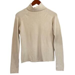 Valerie Separates Silk Blend Ivory Long Sleeve Turtleneck Knit Sweater S